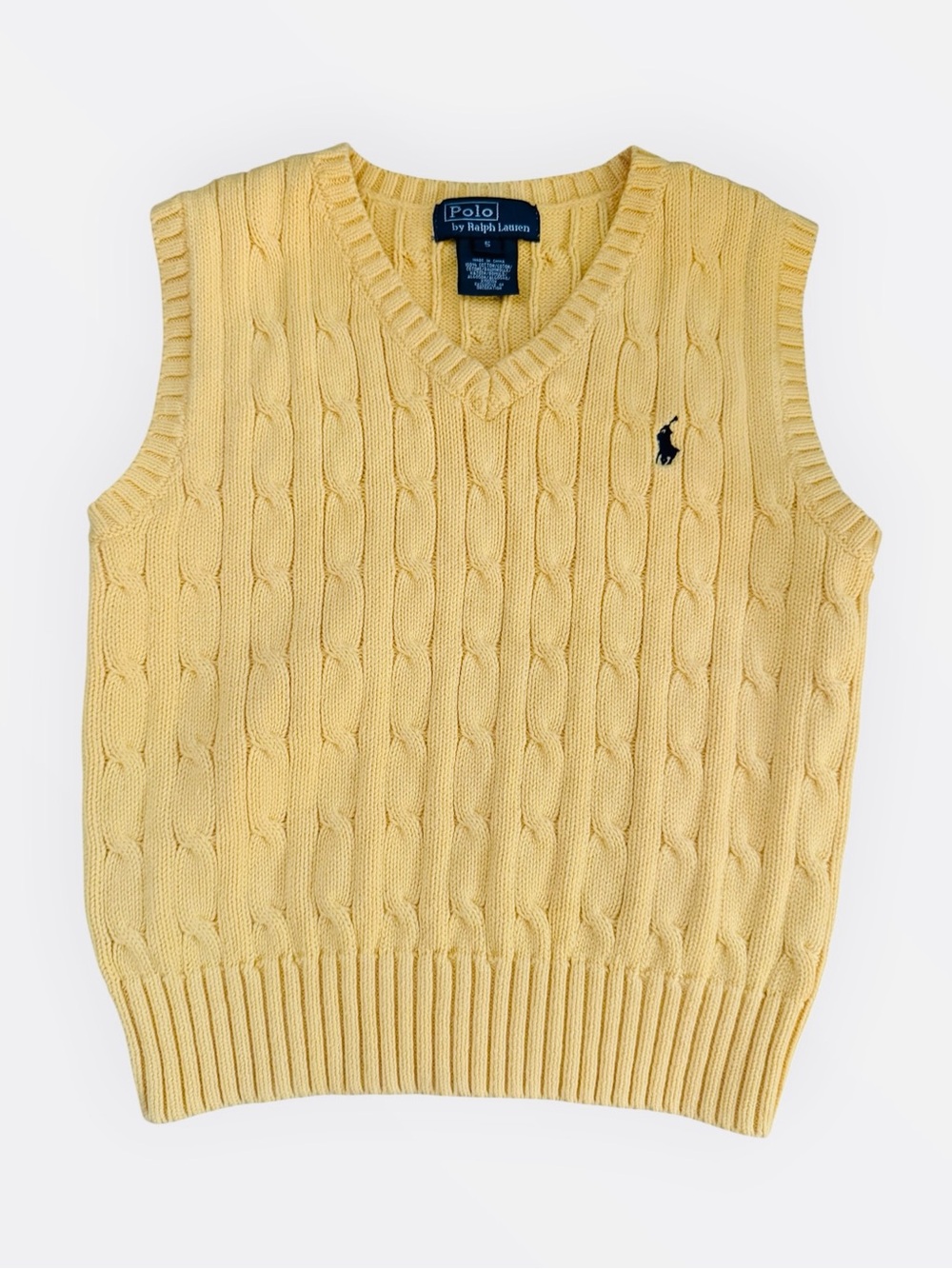 Boys Ralph Lauren Yellow Cable-Knit V-Neck Sweater Vest